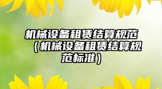機械設備租賃結算規范（機械設備租賃結算規范標準）