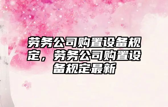 勞務(wù)公司購置設備規定，勞務(wù)公司購置設備規定最新