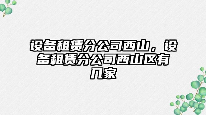 設備租賃分公司西山，設備租賃分公司西山區有幾家