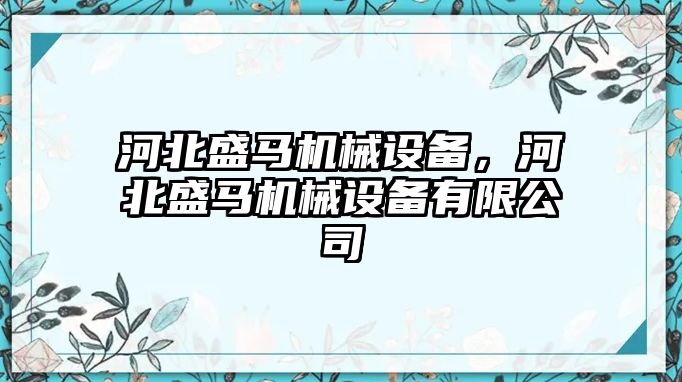 河北盛馬機械設備，河北盛馬機械設備有限公司