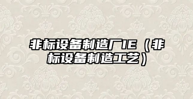 非標設備制造廠(chǎng)IE（非標設備制造工藝）