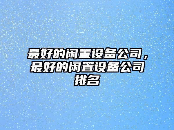 最好的閑置設備公司，最好的閑置設備公司排名
