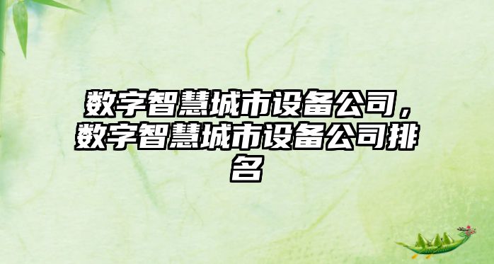 數字智慧城市設備公司，數字智慧城市設備公司排名