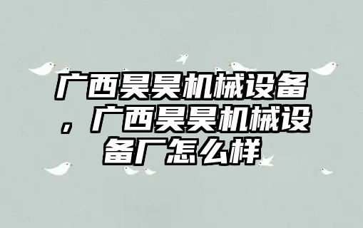 廣西昊昊機械設備，廣西昊昊機械設備廠(chǎng)怎么樣