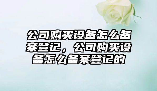 公司購買(mǎi)設備怎么備案登記，公司購買(mǎi)設備怎么備案登記的
