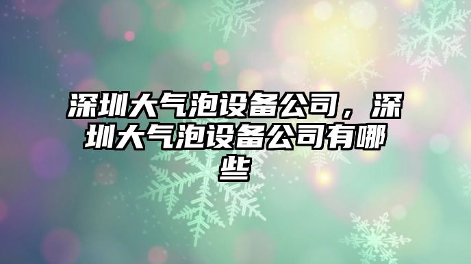 深圳大氣泡設備公司，深圳大氣泡設備公司有哪些