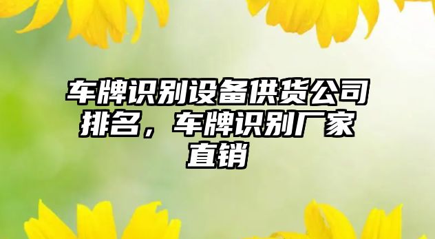 車(chē)牌識別設備供貨公司排名，車(chē)牌識別廠(chǎng)家直銷(xiāo)