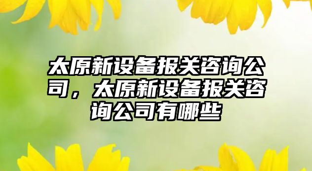 太原新設備報關(guān)咨詢(xún)公司，太原新設備報關(guān)咨詢(xún)公司有哪些