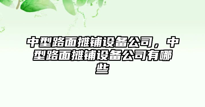 中型路面攤鋪設備公司，中型路面攤鋪設備公司有哪些