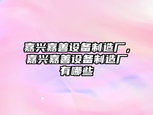 嘉興嘉善設備制造廠(chǎng)，嘉興嘉善設備制造廠(chǎng)有哪些