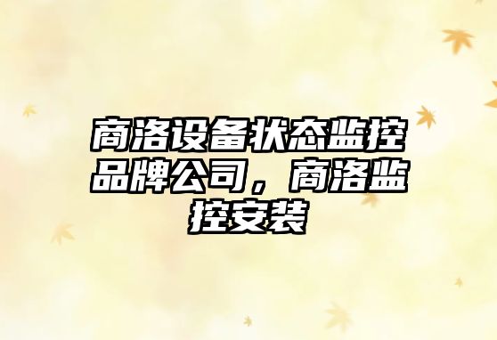 商洛設備狀態(tài)監控品牌公司，商洛監控安裝