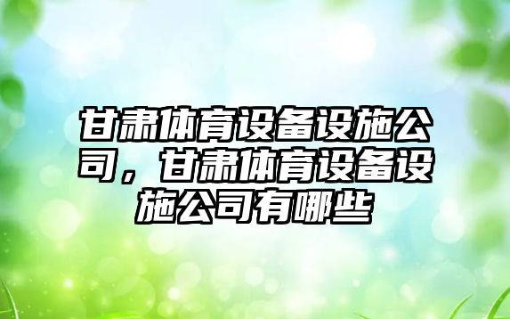 甘肅體育設備設施公司，甘肅體育設備設施公司有哪些