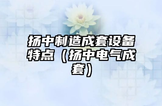 揚中制造成套設備特點(diǎn)（揚中電氣成套）
