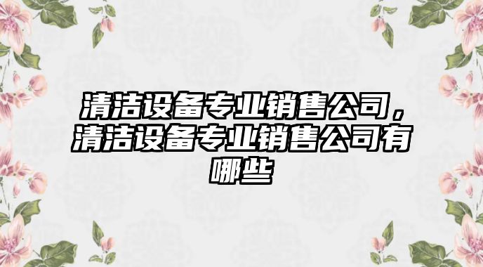 清潔設備專(zhuān)業(yè)銷(xiāo)售公司，清潔設備專(zhuān)業(yè)銷(xiāo)售公司有哪些