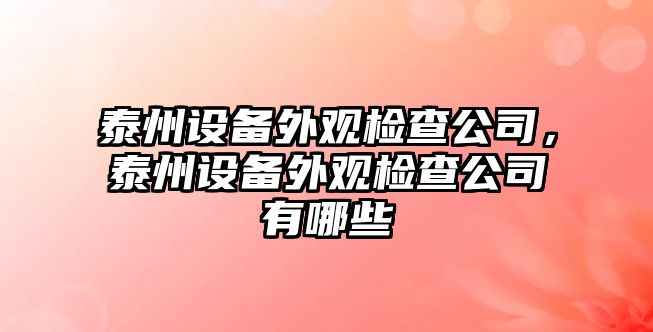 泰州設備外觀(guān)檢查公司，泰州設備外觀(guān)檢查公司有哪些