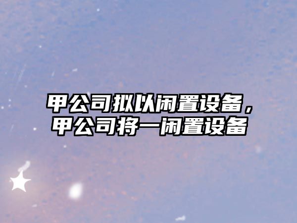 甲公司擬以閑置設備，甲公司將一閑置設備