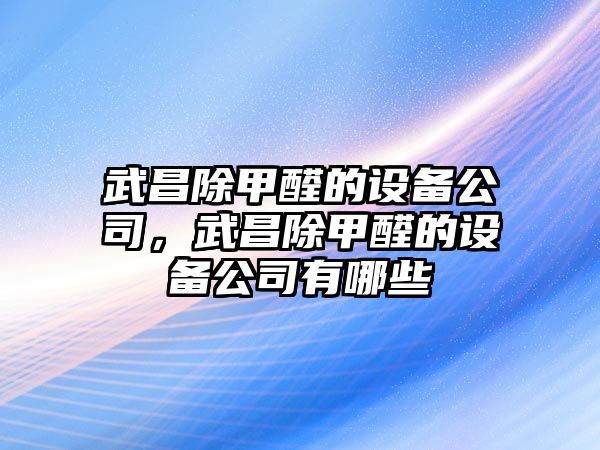 武昌除甲醛的設備公司，武昌除甲醛的設備公司有哪些