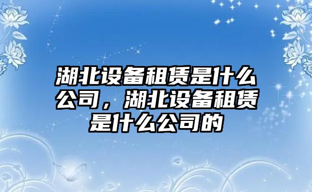 湖北設備租賃是什么公司，湖北設備租賃是什么公司的