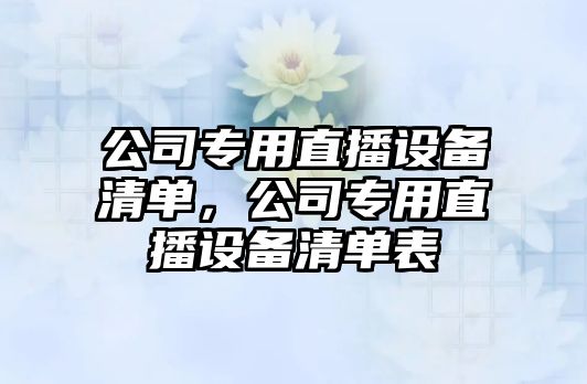 公司專(zhuān)用直播設備清單，公司專(zhuān)用直播設備清單表
