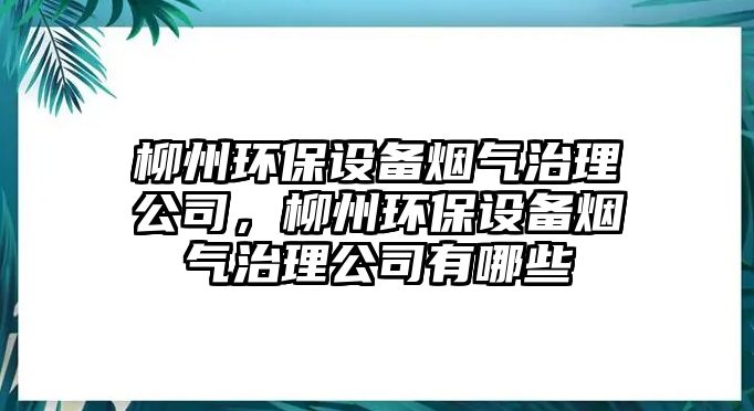 柳州環(huán)保設備煙氣治理公司，柳州環(huán)保設備煙氣治理公司有哪些