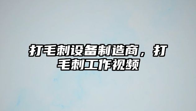 打毛刺設備制造商，打毛刺工作視頻