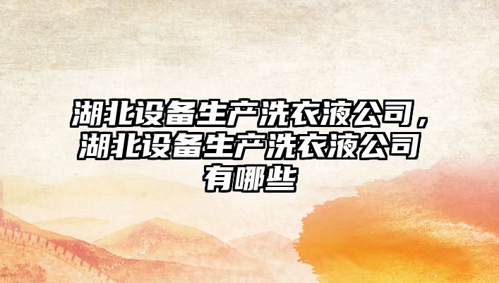 湖北設備生產(chǎn)洗衣液公司，湖北設備生產(chǎn)洗衣液公司有哪些