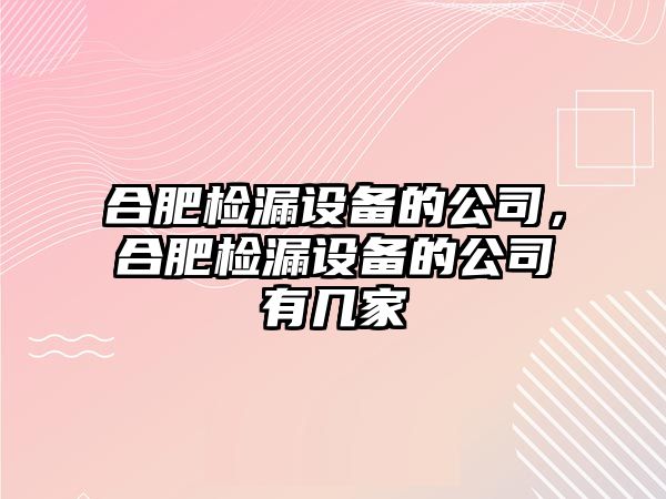 合肥檢漏設備的公司，合肥檢漏設備的公司有幾家