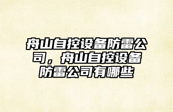 舟山自控設備防雷公司，舟山自控設備防雷公司有哪些