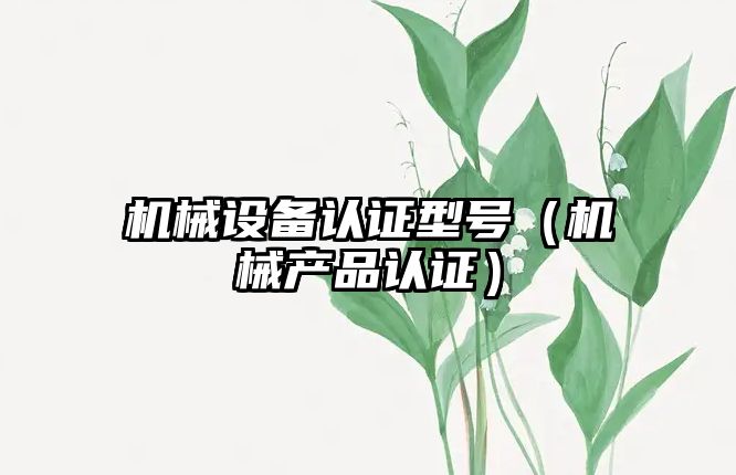 機械設備認證型號（機械產(chǎn)品認證）
