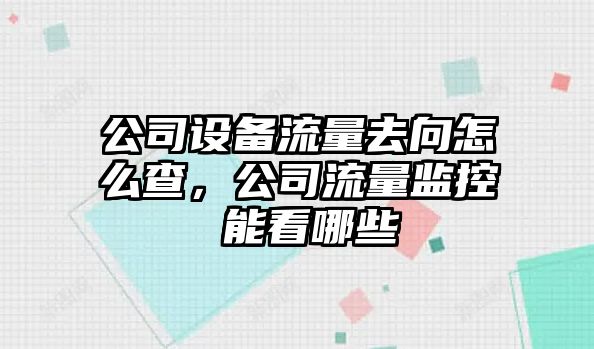 公司設備流量去向怎么查，公司流量監控 能看哪些