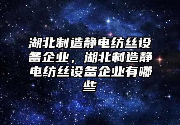 湖北制造靜電紡絲設備企業(yè)，湖北制造靜電紡絲設備企業(yè)有哪些