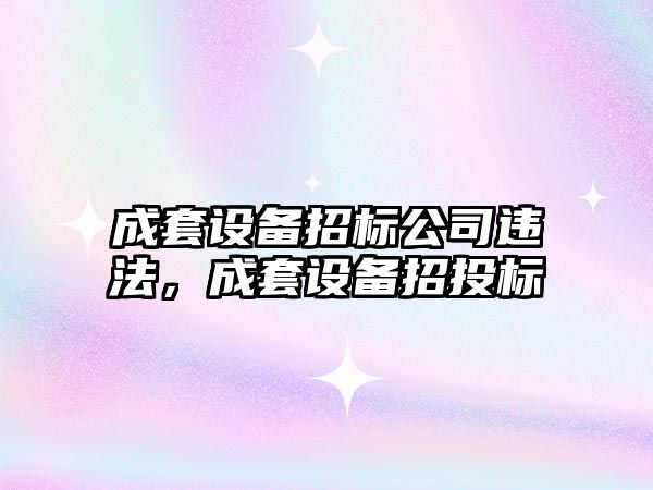 成套設備招標公司違法，成套設備招投標