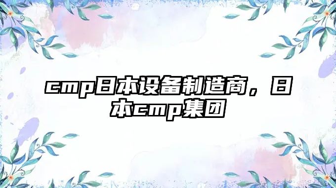 cmp日本設備制造商，日本cmp集團