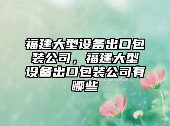 福建大型設備出口包裝公司，福建大型設備出口包裝公司有哪些