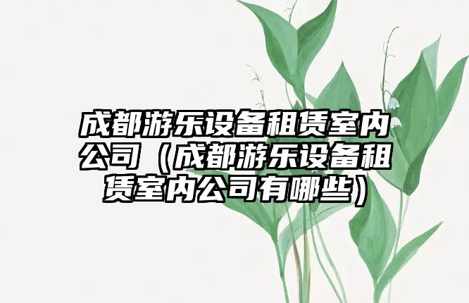 成都游樂(lè )設備租賃室內公司（成都游樂(lè )設備租賃室內公司有哪些）