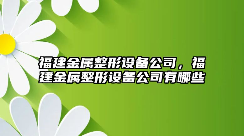 福建金屬整形設備公司，福建金屬整形設備公司有哪些