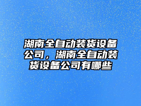湖南全自動(dòng)裝貨設備公司，湖南全自動(dòng)裝貨設備公司有哪些