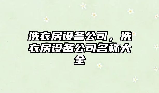 洗衣房設備公司，洗衣房設備公司名稱(chēng)大全
