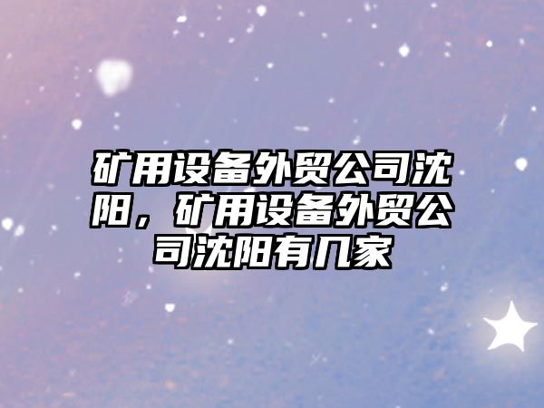 礦用設備外貿公司沈陽(yáng)，礦用設備外貿公司沈陽(yáng)有幾家