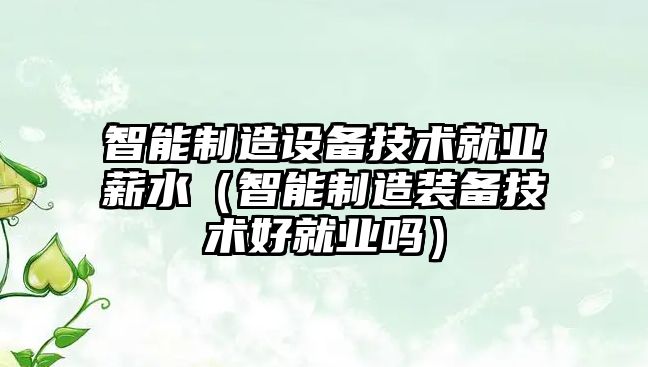智能制造設備技術(shù)就業(yè)薪水（智能制造裝備技術(shù)好就業(yè)嗎）