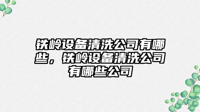 鐵嶺設備清洗公司有哪些，鐵嶺設備清洗公司有哪些公司