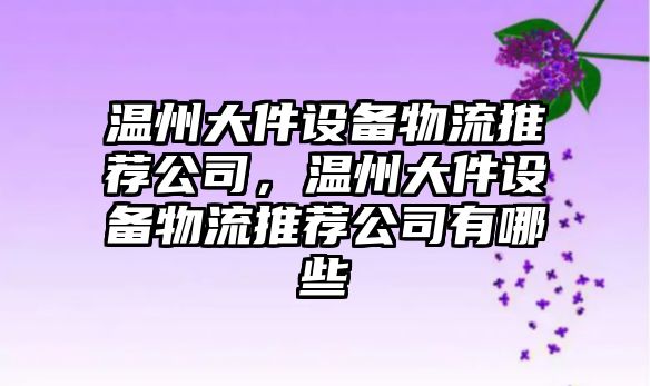 溫州大件設備物流推薦公司，溫州大件設備物流推薦公司有哪些