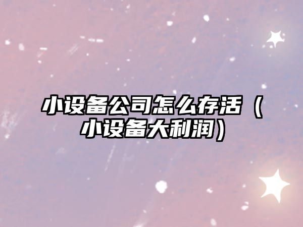 小設備公司怎么存活（小設備大利潤）