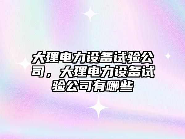 大理電力設備試驗公司，大理電力設備試驗公司有哪些