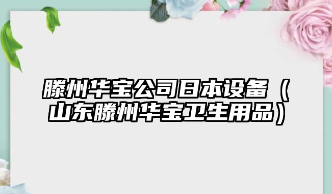 滕州華寶公司日本設備（山東滕州華寶衛生用品）
