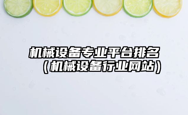 機械設備專(zhuān)業(yè)平臺排名（機械設備行業(yè)網(wǎng)站）