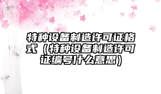 特種設備制造許可證格式（特種設備制造許可證編號什么意思）