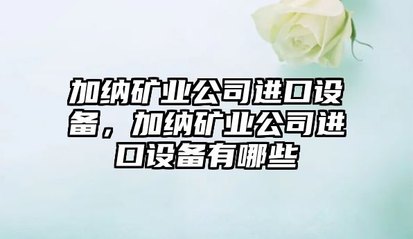 加納礦業(yè)公司進(jìn)口設備，加納礦業(yè)公司進(jìn)口設備有哪些