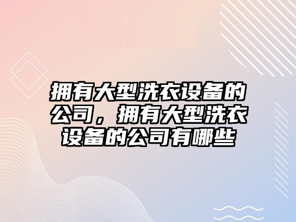 擁有大型洗衣設備的公司，擁有大型洗衣設備的公司有哪些