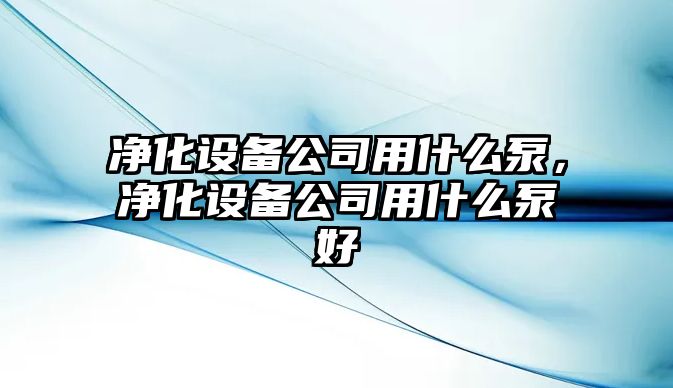凈化設備公司用什么泵，凈化設備公司用什么泵好